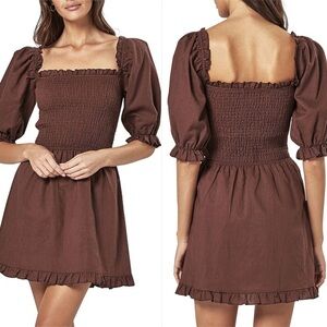 NEW | Charlie Holiday | Lola 3/4 Sleeve Chocolate Mini Dress | Sz 8